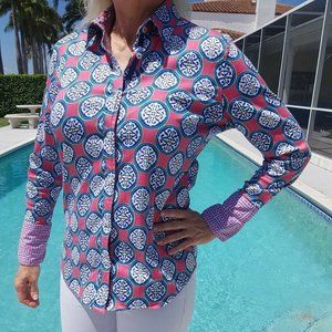 Tizzie contrasting print flip cuffs button down